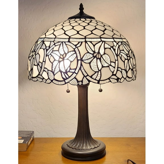 24" Stained Glass Two Light Flowery Accent Table Lamp