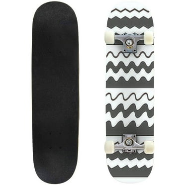 Vector wave black on white background Outdoor Skateboard Longboards 31"x8" Pro Complete Skate Board Cruiser