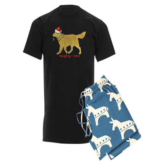 CafePress - Naughty Christmas Golden Retriever Pajamas - Men's Dark Pajamas