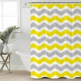 thumbnail image 2 of 72x78 Inch Shower Curtain Yellow Grey White Bathroom Decor Waterproof Fabric Bathtub Bath Curtains Decorative Abstract Geometric Ocean Wave Stripe Extra Long Shower Curtain Set with Hooks, 2 of 6