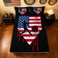 thumbnail image 4 of meiyoeat Retro US Stars Stripes Flag Baseball Bed Sheets, Drip Batter Silhouette Full Size Sheets for Boys, 4pcs, 1 Flat Sheet, 1 Fitted Sheet and 2 Pillowcases, 4 of 5