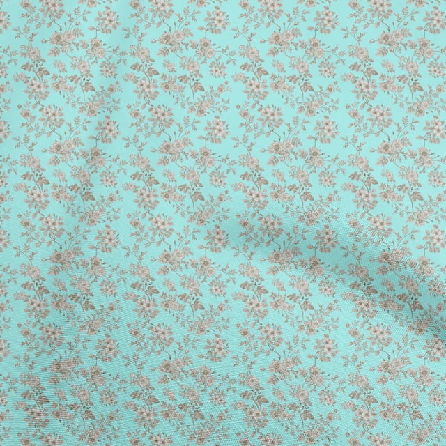 oneOone Rayon Aqua Blue Fabric Baroque Craft Projects Decor Fabric Printed By The Yard 56 Inch Wide