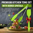 thumbnail image 6 of Kaluns Silicone Tongs Utensils for Cooking with Spatula - 4 Pcs Kitchen Tongs & Tong Set, Heat Resistant Non-Slip Serving Utensils - Green, 6 of 8