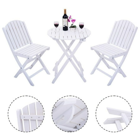 Costway 3 Piece Folding Table Chair Set Wood Outdoor Patio Garden ... Costway 3 Piece Folding Table Chair Set Wood Outdoor Patio Garden ...