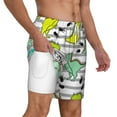 thumbnail image 3 of Picia Funny Dinosaurs on Stripes pattern Mens Swim Trunks with Compression Liner Stretch Beach Shorts Quick Dry with Zipper Pockets No-Chafing Board Shorts-X-Large, 3 of 9