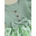 thumbnail image 6 of BABAMOON Newborn Baby Girls St. Patrick's Day Romper Dress Long Sleeve Clover Print Ruffle Jumpsuit with Headband Clothes, 6 of 9