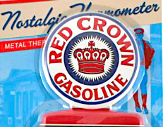 Red Crown 19 Inch x 6" Gasoline Gas Pump Metal Thermometer with Hanging hole Retro Vintage Collectable Gift