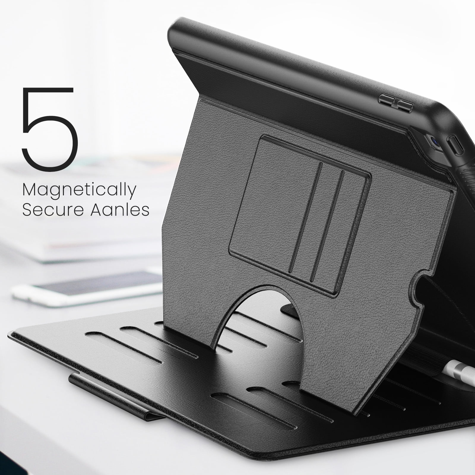 Allytechgroup Luxury iPad Air 11 Case 2024, Elegant Business Type Cover with Pencil Holder - Multi Angle Viewing Stand and Shockproof Apple iPad Air Case 11 inch 2024, Black