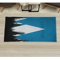 thumbnail image 1 of Adventure Decorative Rug, Forest Halftone Effect Hipster Typography Camping in Mountains, Quality Carpet for Bedroom Dorm and Living Room, 6 Sizes, Azure Blue, by Ambesonne, 1 of 1