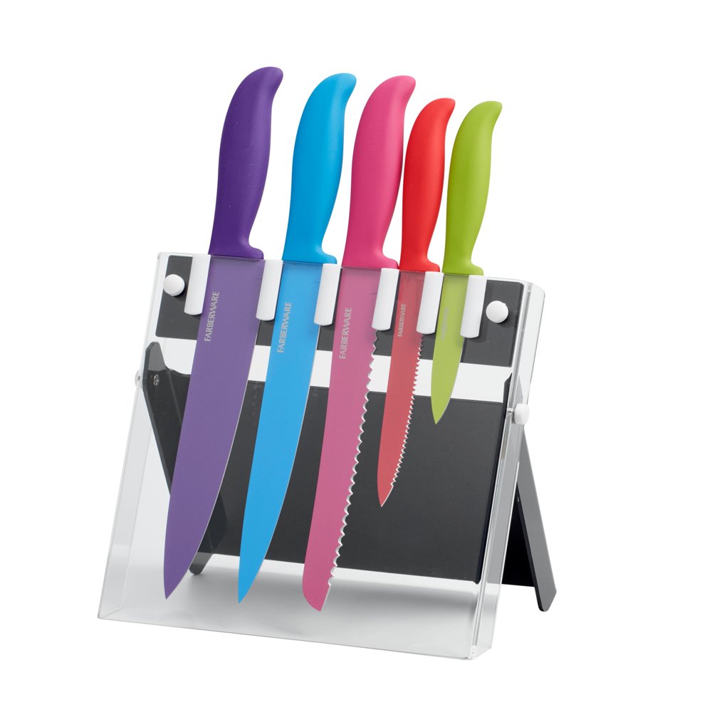 Farberware 6 Piece Resin Knife Set With Acrylic Storage Block