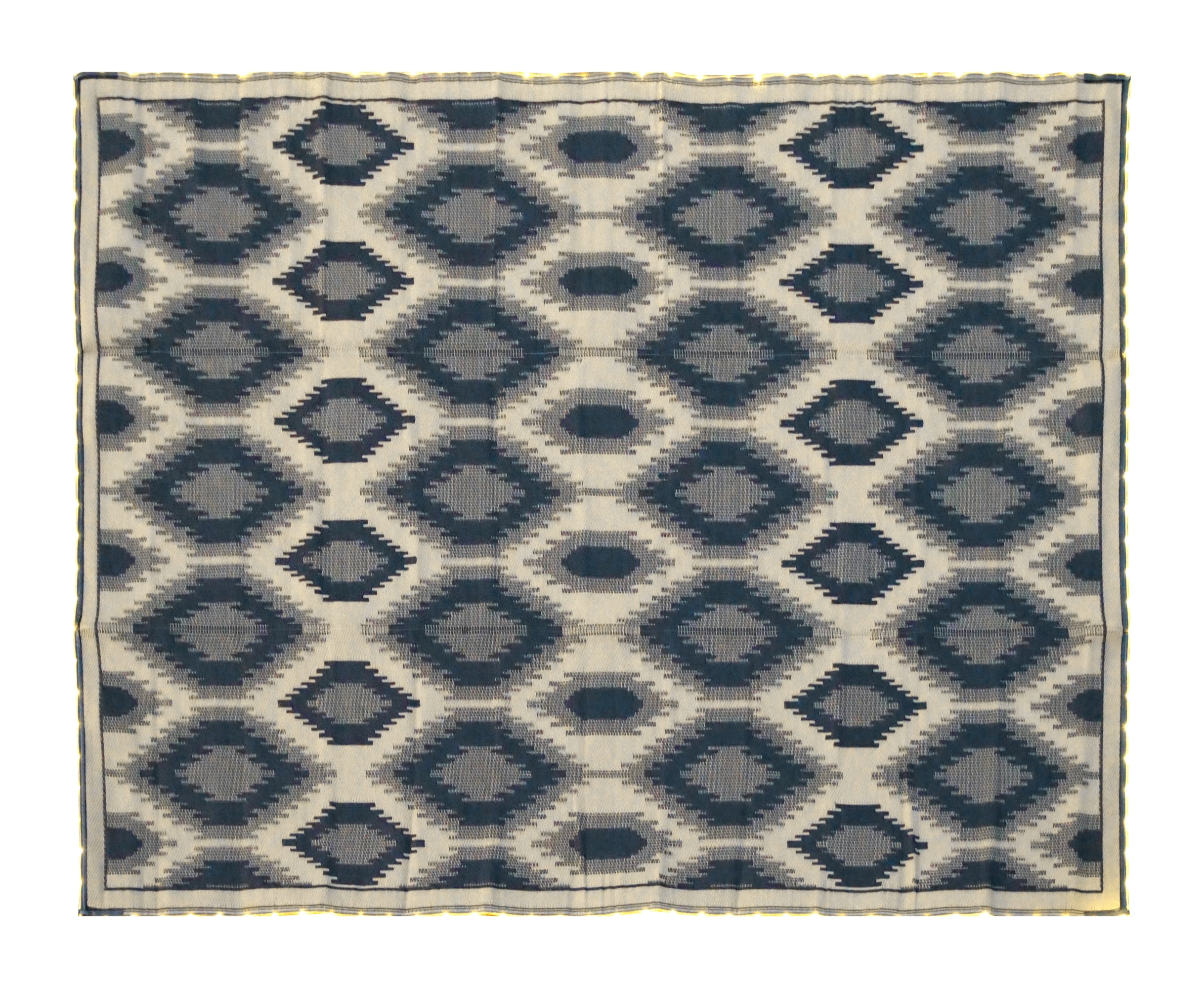 Auto Drive 9'x 12' Reversible Grey/Blue Lighted Ikat RV Patio Mat, Perfect for RV Patios and Garden Patios, Polypropylene
