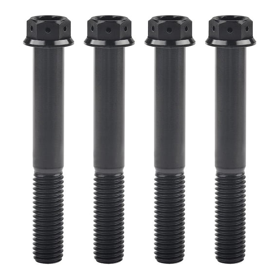 Wanyifa Titanium Flange Hex Head Bolt M10 20 25 30 35 40 45 50 55 60 65 70 75 80 85 90mm Screws,M10x80mm Pitch 1.25mm,Black,4 Pcs