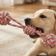 thumbnail image 4 of Heavy Duty Cotton Rope Dog Toy – Resistant to Chewing for Teeth Cleaning and Boredom Relief，Pink, 4 of 6