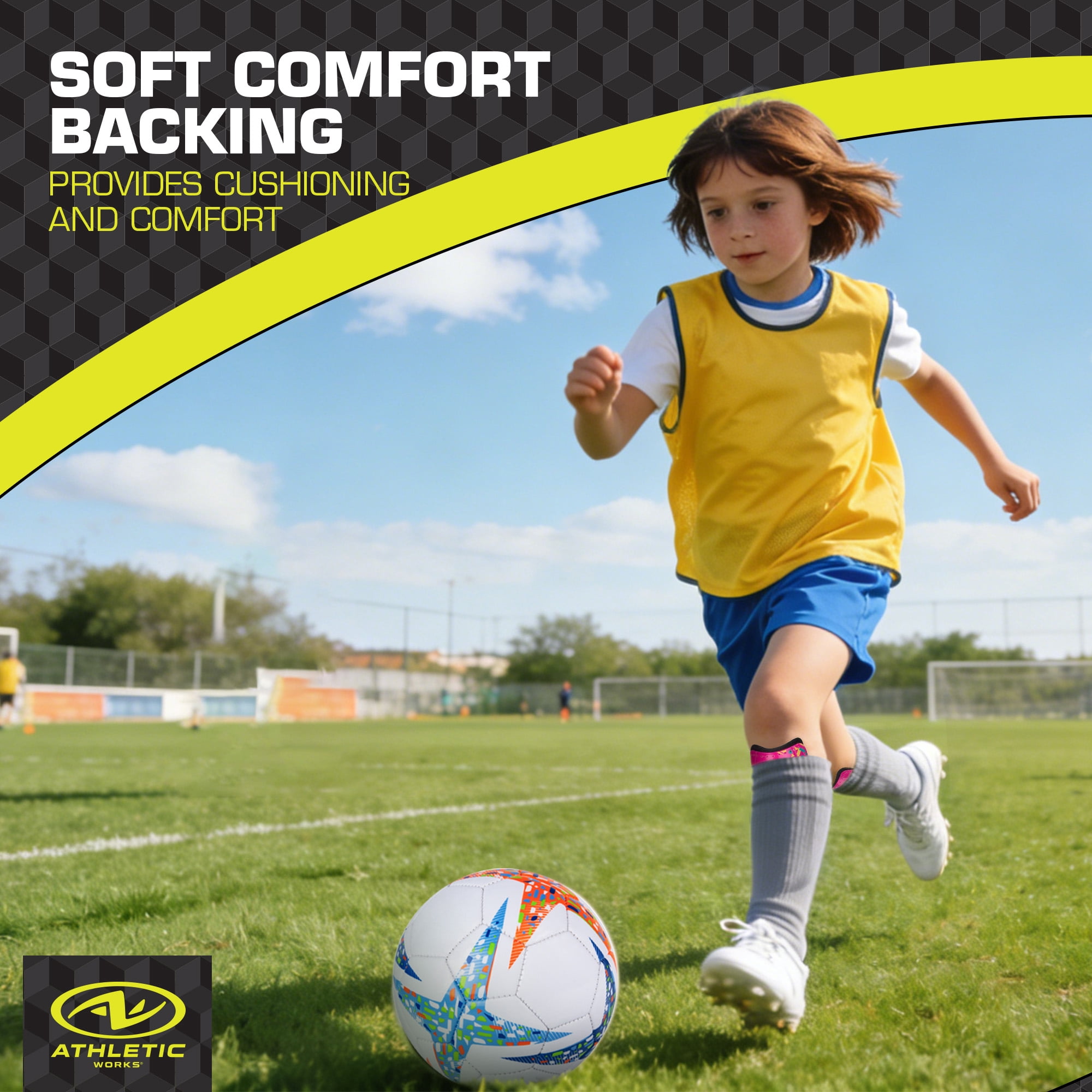 Athletic Works XS Soccer Shin Guards for Kids, Durable PP Shell, Pink/Black