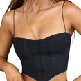thumbnail image 6 of Roaso Women's Spaghetti Strap Corset Crop Top Asymmetrical Hem Cami Tops, 6 of 8
