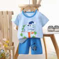thumbnail image 3 of Toddler Boys Summer Outfit Sets Short Sleeve Cartoon Graphic Print T-shirts Tops and Pocket Shorts Boys' Outfit Set, 3 of 5
