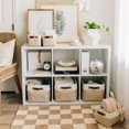 thumbnail image 4 of Cestas de almacenamiento OrganiHaus, tamaño grande, 3 unidades, tela beige/blanca, 4 of 9