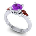 thumbnail image 2 of Diamond-Capitals 2.50 Carat Round Cut Blue Sapphire & Garnet Gemstone Fancy Three Stone Engagement Ring for Girls 14K White Gold Size 6, 2 of 8