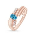 thumbnail image 4 of Oval Shape Natural Diamond And Simulated Aquamarine In 14K Rose Gold Over 925 Sterling Silver Ring Size 11, 4 of 5