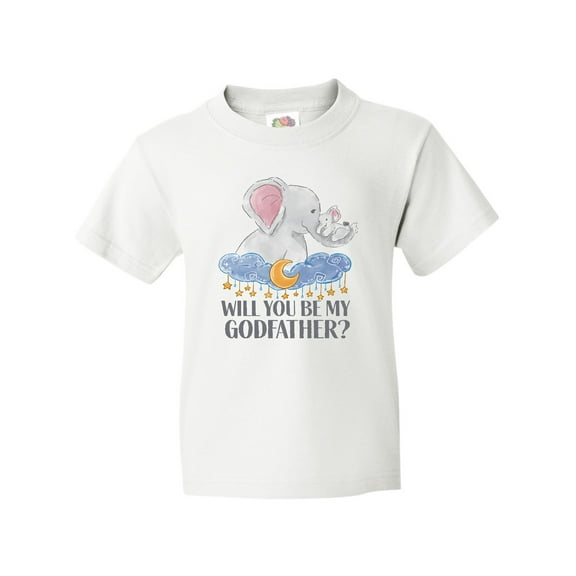 Inktastic Will You Be My Godfather? Elephants Moon and Stars Youth T-Shirt