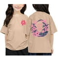 thumbnail image 1 of Toddler Girls Summer Tops Tees Stylish Cartoon Print Round Neck Short Sleeved T Shirt Daily Spring Shirts For Kid 3-4T, 1 of 3