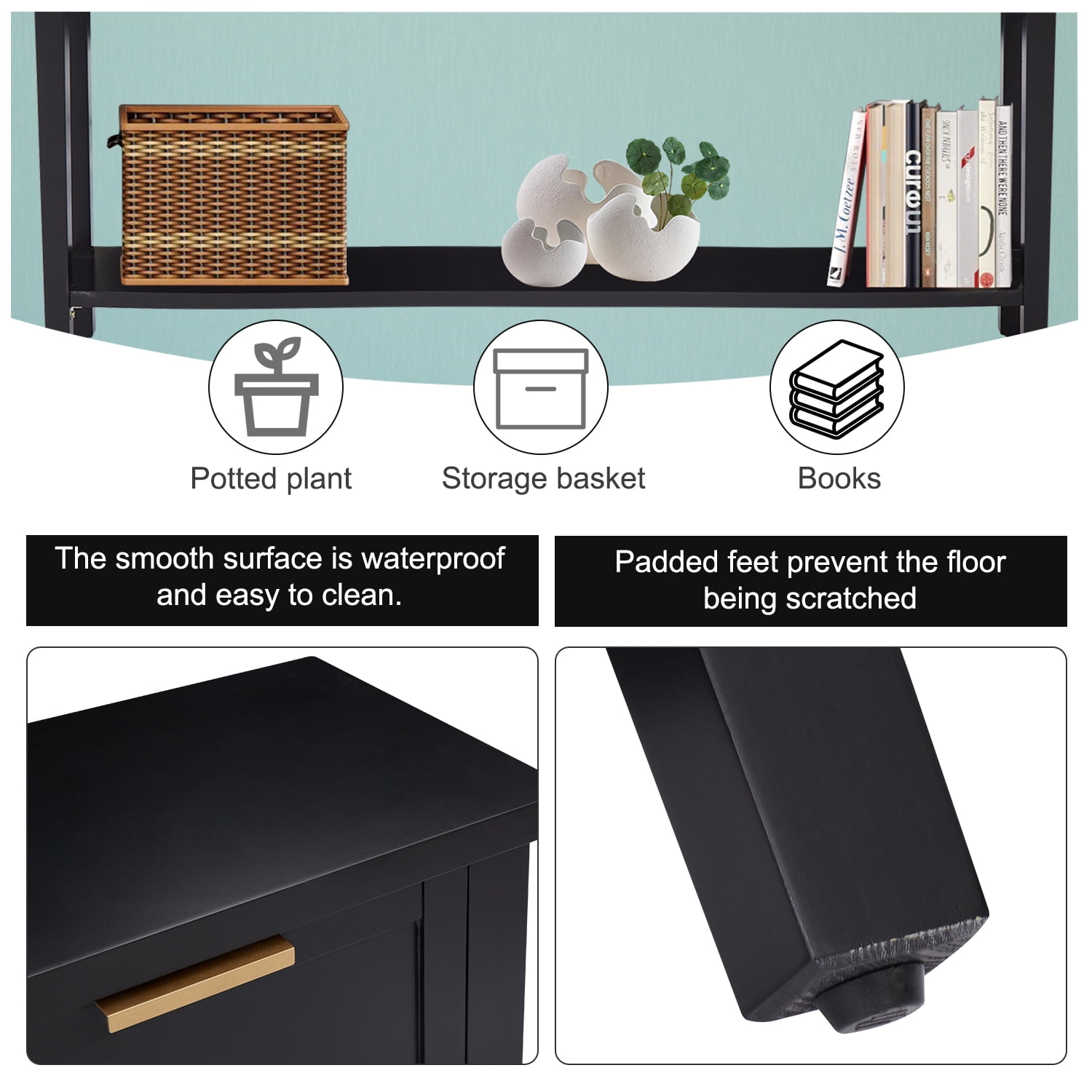 Kinbor Modern Entryway Console Table, Black
