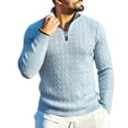 thumbnail image 2 of Gamivast Men's Quarter Zip Pullover Sweater Slim Fit Cable Knit Long Sleeve Warm Knitwear Mock Neck Thermal Tops Soft Business Casual Winter Daily Wear, 2 of 5