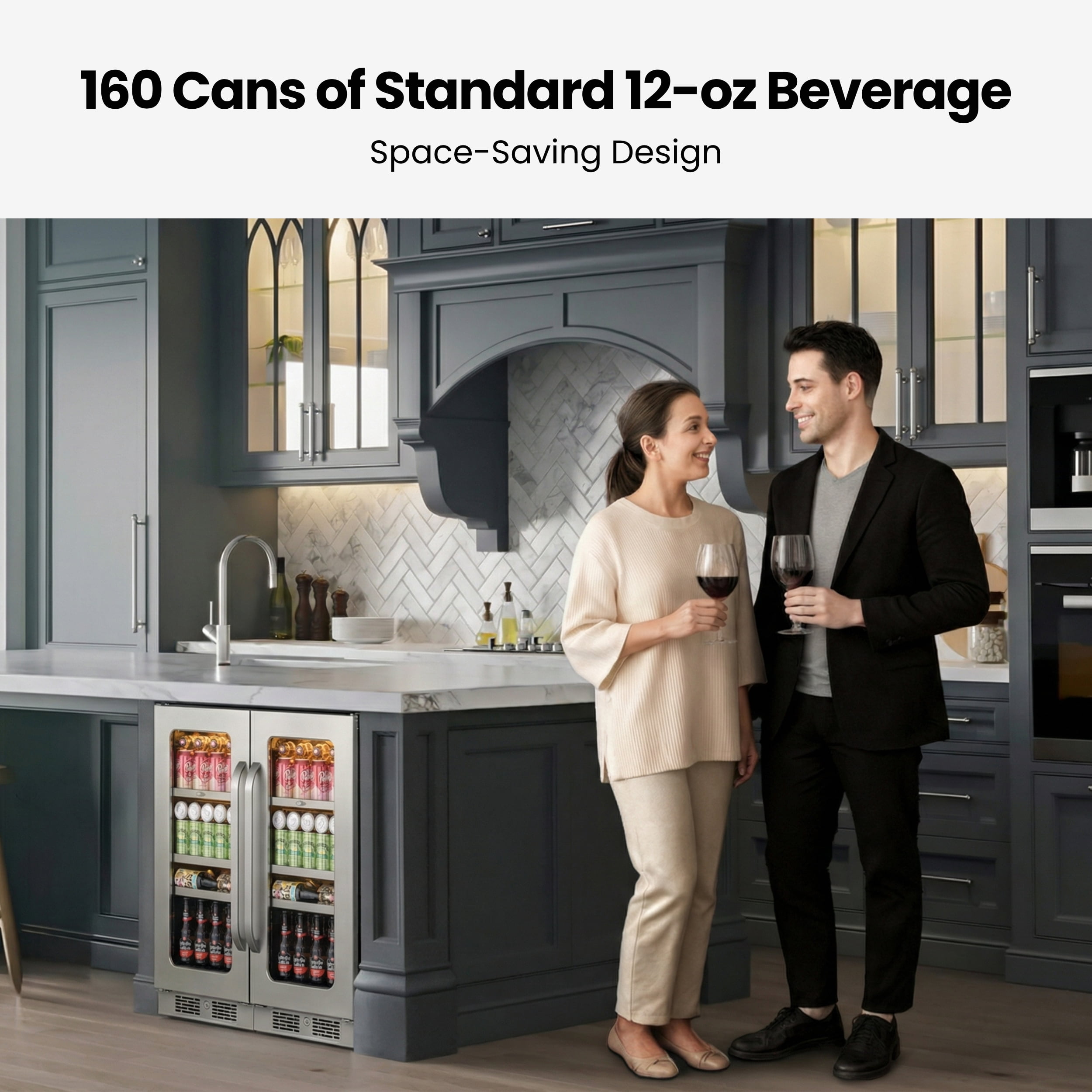 Whynter 30 inch Beverage Refrigerator, 160 Cans Beverage Cooler with Stainless Steel Door Frame for Home/Kitchen/Office