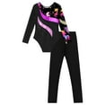 thumbnail image 4 of YONGHS Kids Girls Athletic Active Tracksuit Dance Outfits Long Sleeve Leotard with Legging Pants Set Leaves 8, 4 of 7