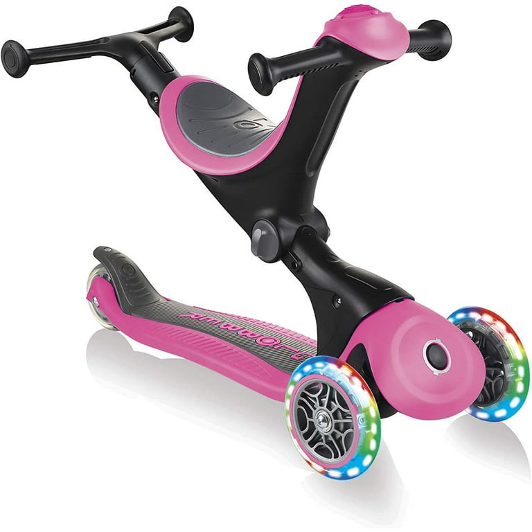 Globber 646-110 Go Up Deluxe Scooter with Lights, Neon Pink