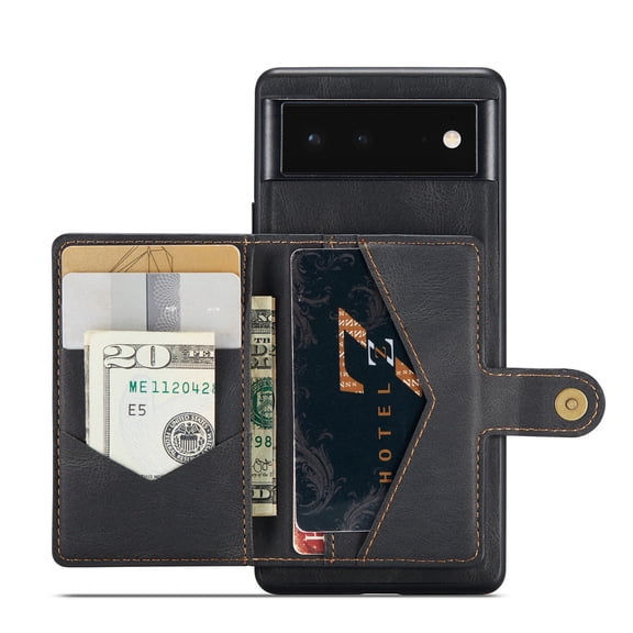 ELEHOLD Wallet Case for Google Pixel 7A ,Magnetic Removable Card Slots Slim Lightweight Full Body Protection Multi-Functional Wallet Case for Google Pixel 7a,Black