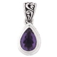 thumbnail image 2 of Teardrop Pear Amethyst Scroll Filigree 925 Sterling Silver Pendant, 1", 2 of 4
