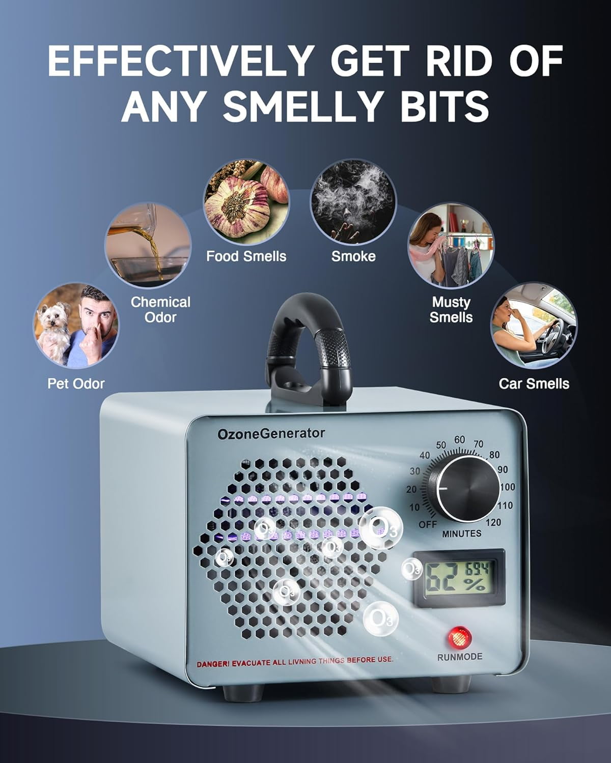 Ozone Machine FOUKUS Ozone Generator: 45000mg/h With Temperature