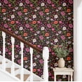 thumbnail image 2 of S4sassy Self-Stick Decorative Wallpaper, Vibrant Wildflower Bloom Wall Paper, Vinyl Waterproof Contact Paper, Black, 25"x360" Removable Renter Friendly Wall Covering For Bedroom, Dining room, 2 of 9