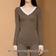 thumbnail image 2 of 1 conjunto de traje térmico con cuello en V, ropa de otoño sin costuras modal y pantalones para mujer, 2 of 5