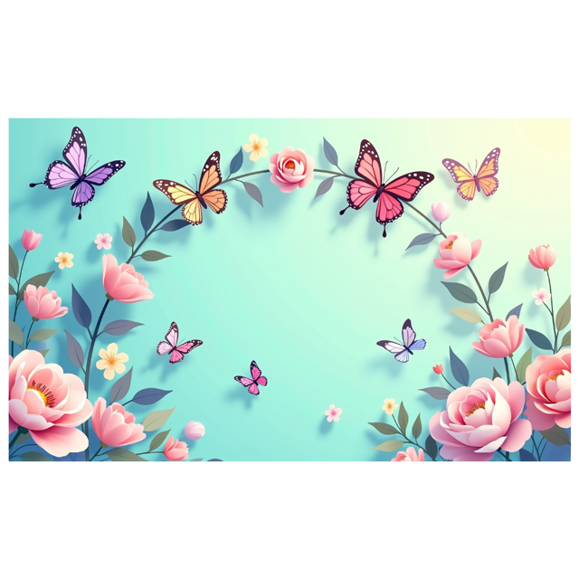 Floral Butterfly Theme Spring Backdrop Decoration Banner for Party Wedding Photography Baby Shower Event Decor Background Celebration