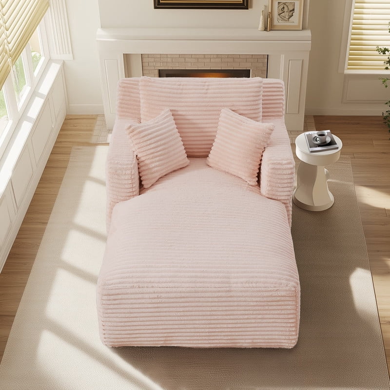 Indoor Single Chaise Lounge Sofa Chair, Modern Corduroy Upholstery Sleeper Bed Lounger Sofa Chair for Living Room,Office,Apartment, 39.4''x65.4''