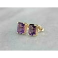 thumbnail image 2 of 3Ct Emerald Cut Lab Created Amethyst Women's Stud Earrings In 14K Yellow Gold Plated, 2 of 3