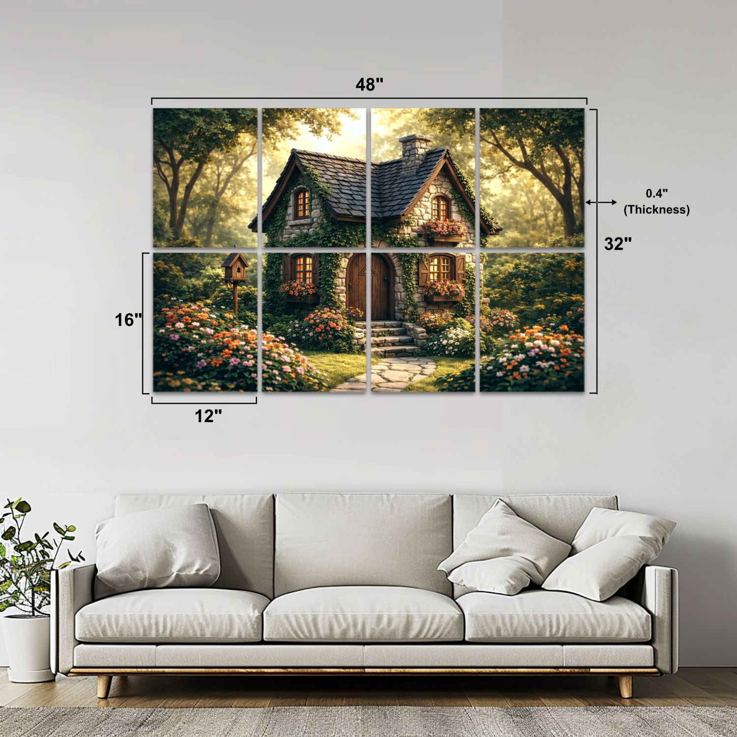8 Pack Art Acoustic Panels Sound Absorbing Charming Surrounded by Greenery Colorful Decorative Soundproof Wall Panels Self Adhesive for Nursery Game Room Bedroom 48"x32"