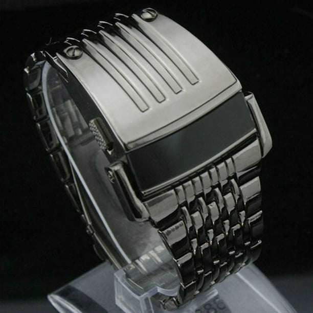 Gwong Electrónica Reloj de pulsera LED Modo de ahorro de energía automático de acero inoxidable Calendario digital Reloj deportivo para oficial
