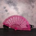 thumbnail image 2 of ionze Appliances Lace Fan Hand Party Style Held Flower Wedding Chinese Dance Silk Folding Fans Fans （Hot Pink）, 2 of 2