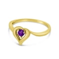 thumbnail image 3 of 10k Yellow Gold Round Amethyst Heart Ring, 3 of 6