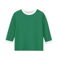 thumbnail image 6 of Piuwrlz Summer 3/4 Short Sleeve T-Shirts Kids Girls Round Neck Casual Sweatshirts Solid Color Round Neck Shirt Tops Green Size 3 Years, 6 of 6