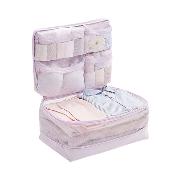 5 in 1 Compression Packing Cube, Hanging Luggage Organizer with 4 Compartments for Clothes and Underwear, Washable Travel Storage Bag for Suitcase and Carry-On
