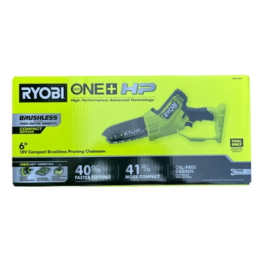 RYOBI ONE  6" Brushless Battery Powered Chainsaw, Compact Pruning Tool