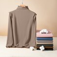 thumbnail image 4 of Women's Warm Nano Double Velvet Turtleneck Top - Ruffle Trim, Thick Slim Fit, for Fall/Winter, 4 of 4