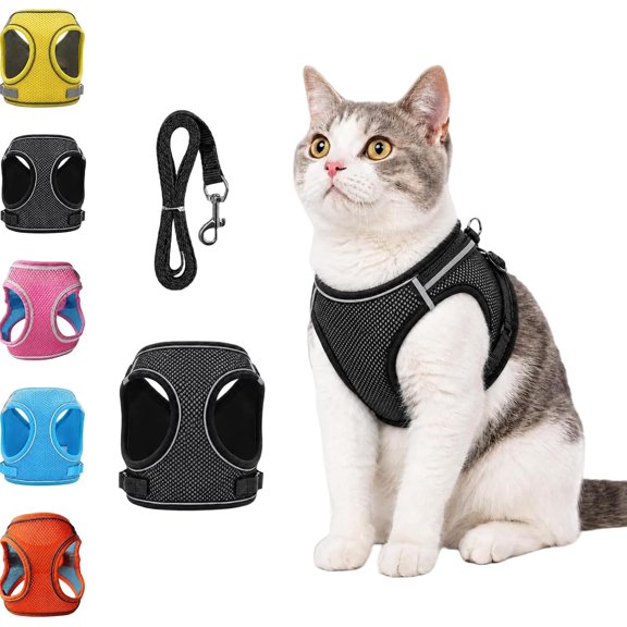 Reflective Escape-Proof Cat Harness and Leash Set for Walking and Outdoor Adventures
