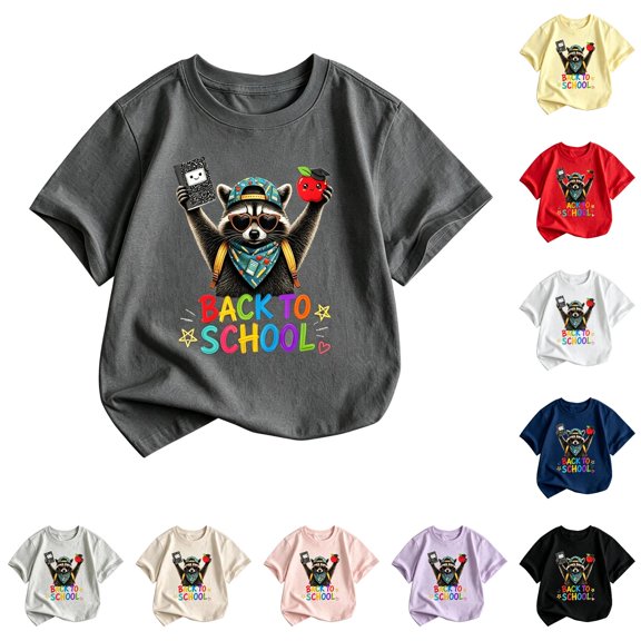 JAJAHO Back To School Clothes For Girls Boys First Day Of School Shirt Cute Animals Graphic Tees 2-13Y
