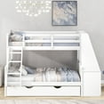 thumbnail image 3 of Harper & Bright Designs Twin Over Full Bunk Bed with Trundle and Built-in Desk, Wooden Bunkbed Frame with Storage Drawers and Shelf for Bedroom, White, 3 of 14