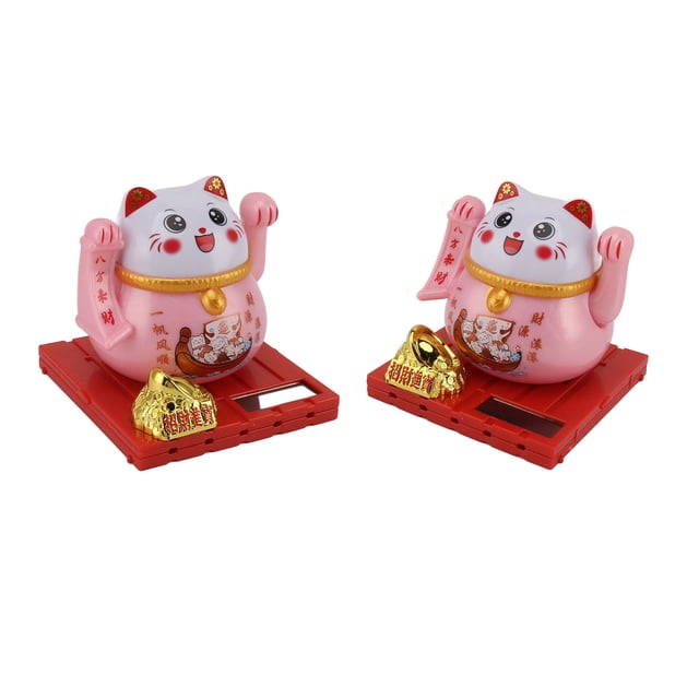 Solar Powered Lucky Cat Bright Colors Energy Saving Waving Cat For Home Desktop Ornament With Transparent Box
